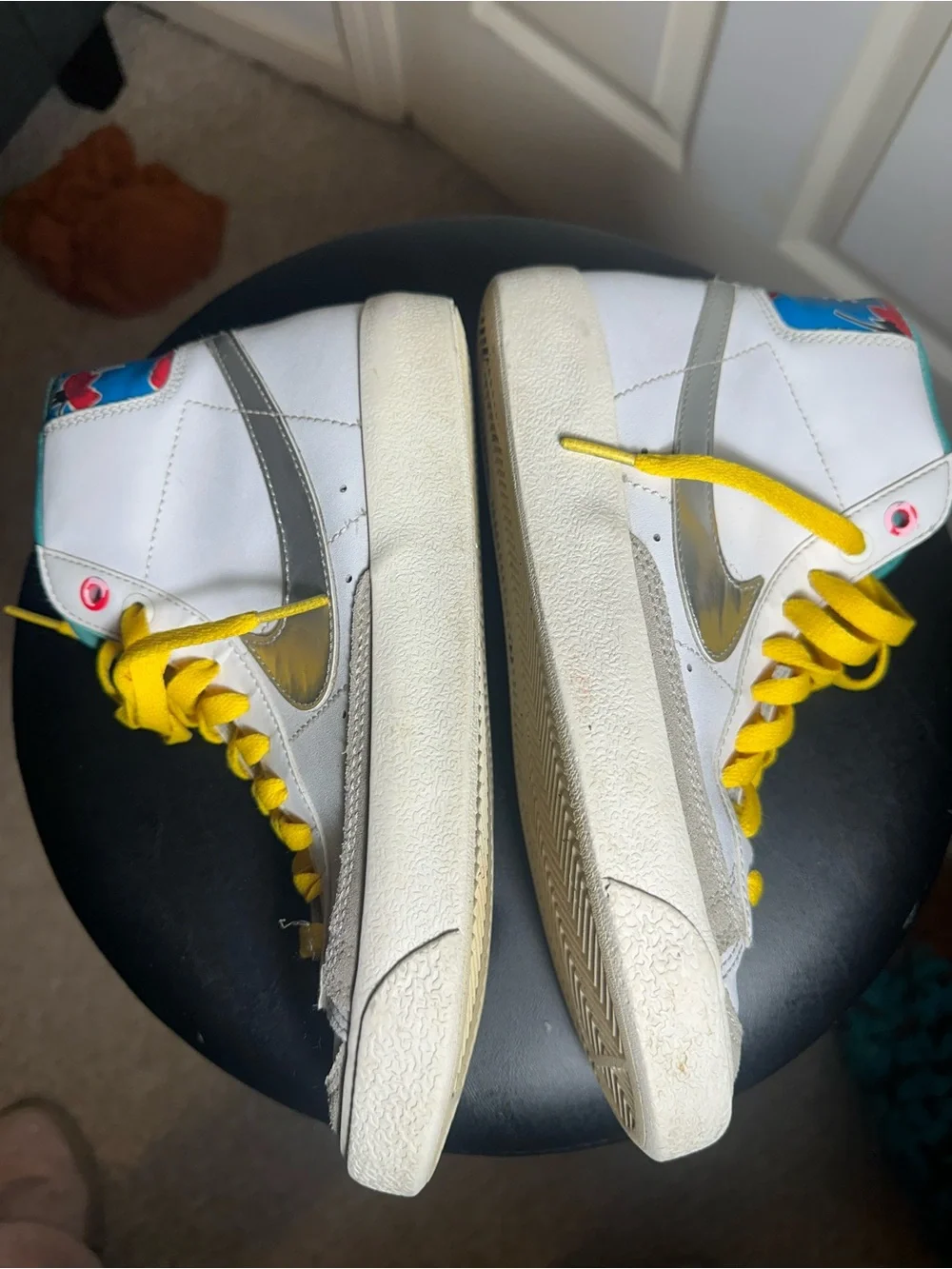 Nike tropical blazers High-Top Sneakers in White, Yellow and Teal